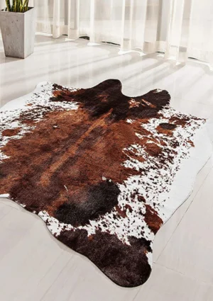 Beige cowhide rug modern interior
