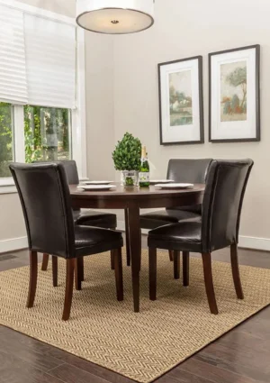 Woven sisal rug under dining table Dubai