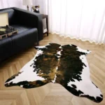 Brown white cowhide rug
