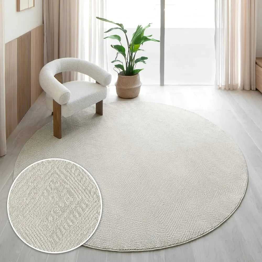 Beige Fuzzy Patterned Carpets