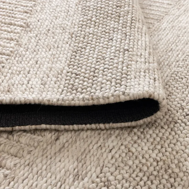 Beige Hand Woven Wool Floor Rug