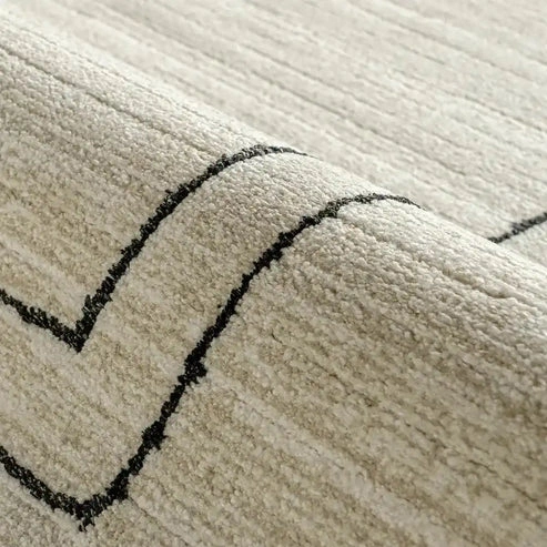 Contrast Black Border Beige Carpet