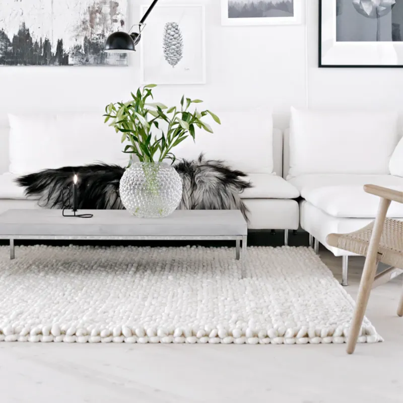 Marble White Hand Crafted Pure Wool Floor Rug