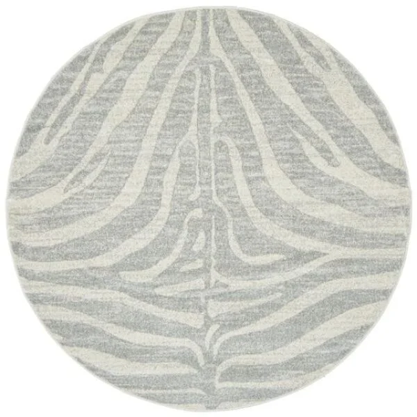Silver Round Rug