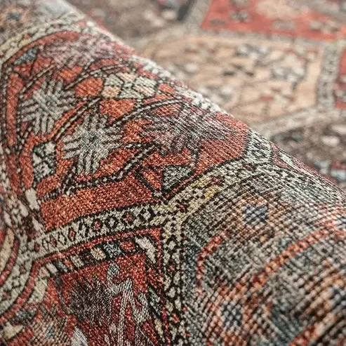 Vintage Rust Ceramic Patterned Carpet