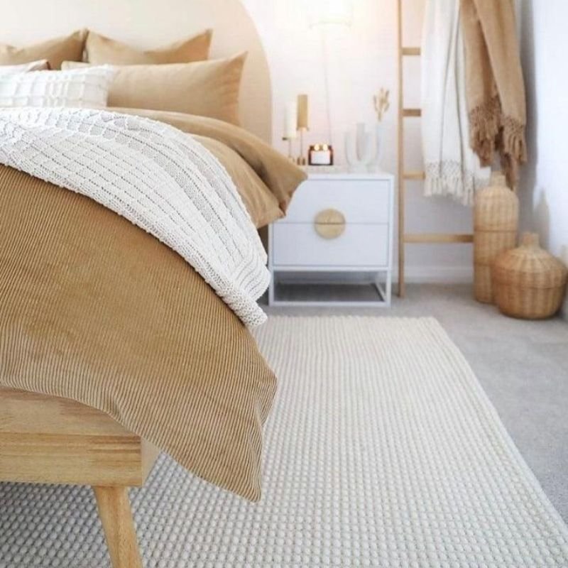 White Carlo Felted Wool Floor Rug