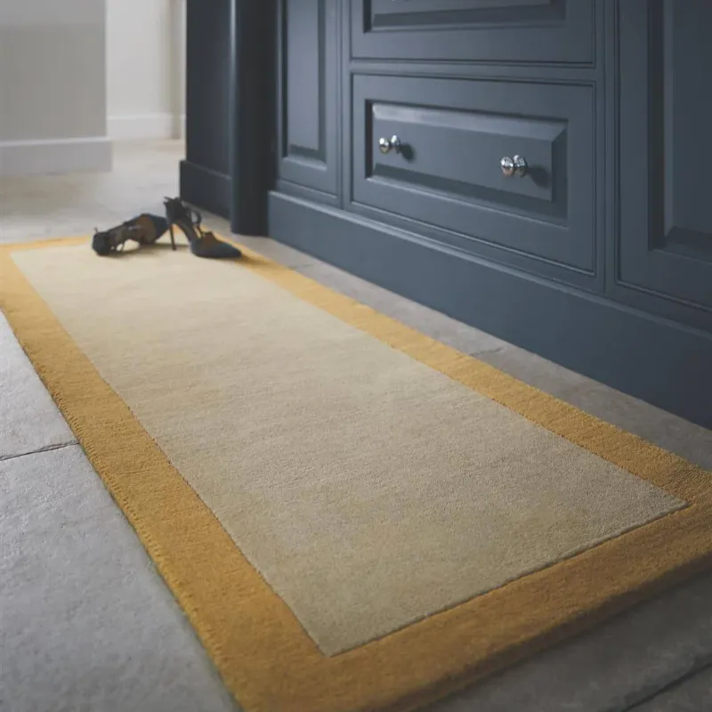 Bordered Yellow Wool Rug