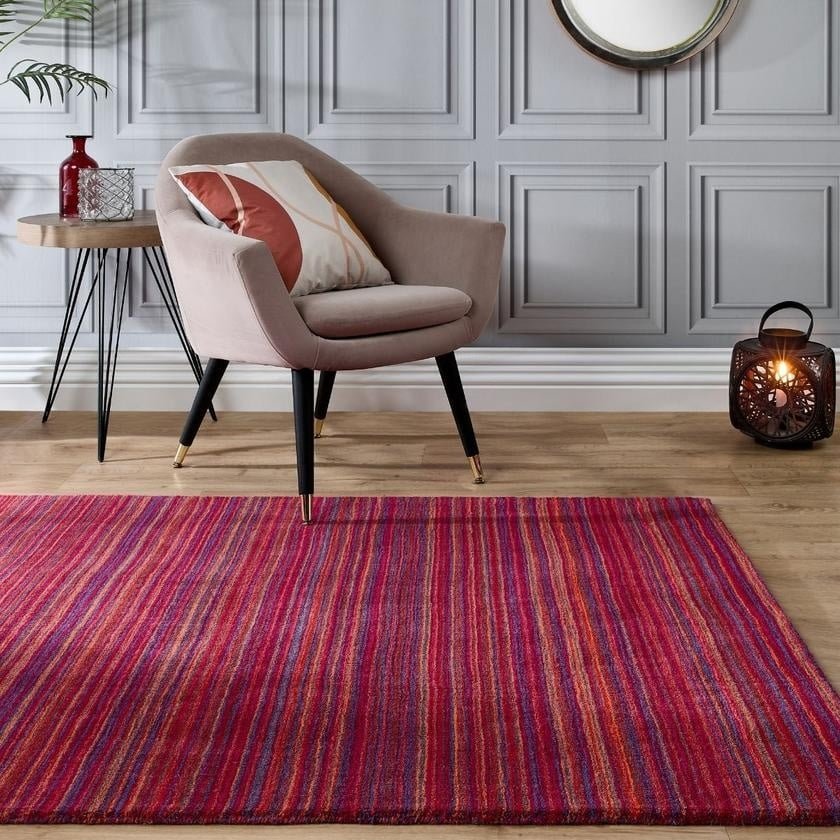 Fine Striped Design Wool Rug
