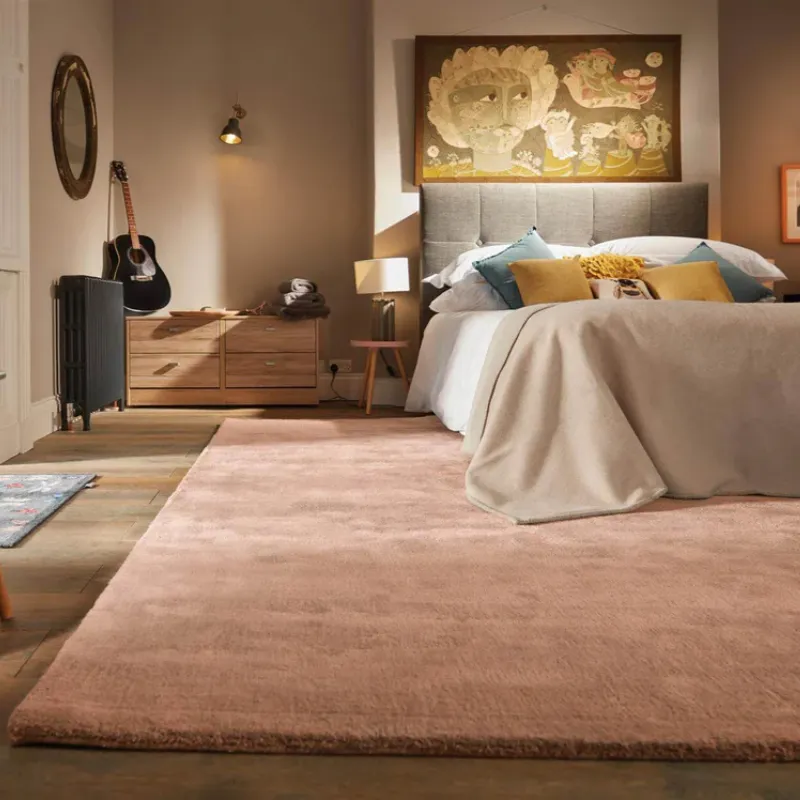 Hush Solid Coral Pink Luxury Rug