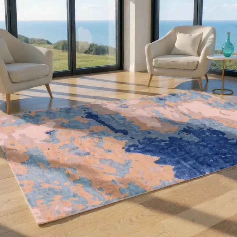 Indigo Clay Hand-Tufted Pure Silk Rug