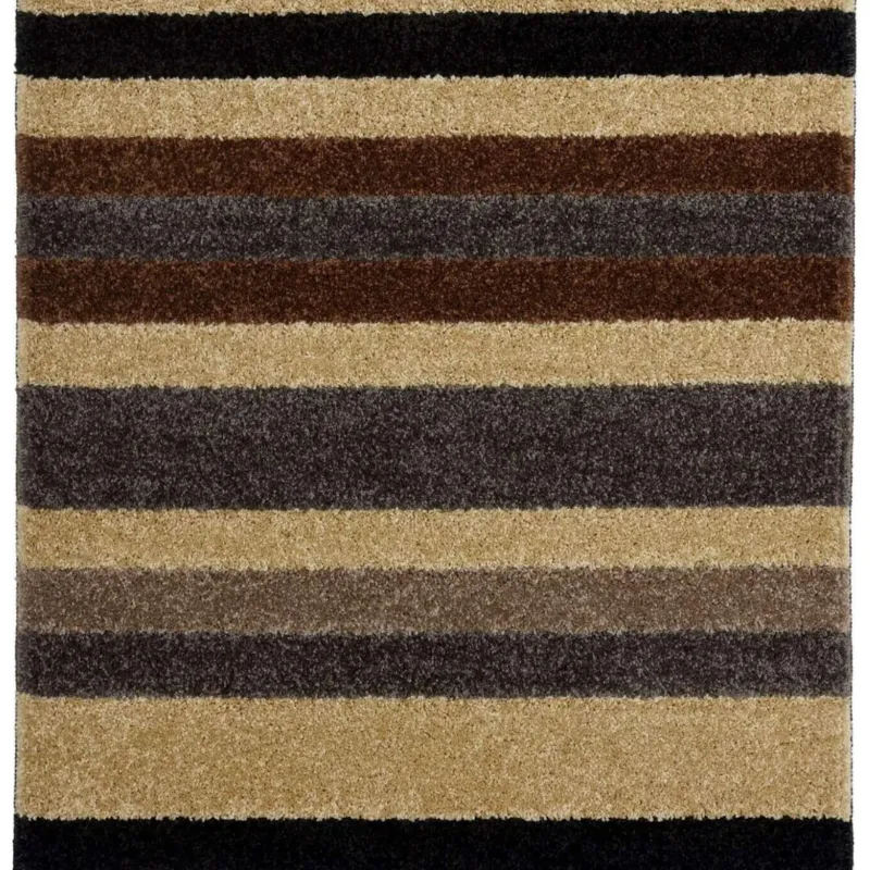 Linea Striped Caramel Washable Rug
