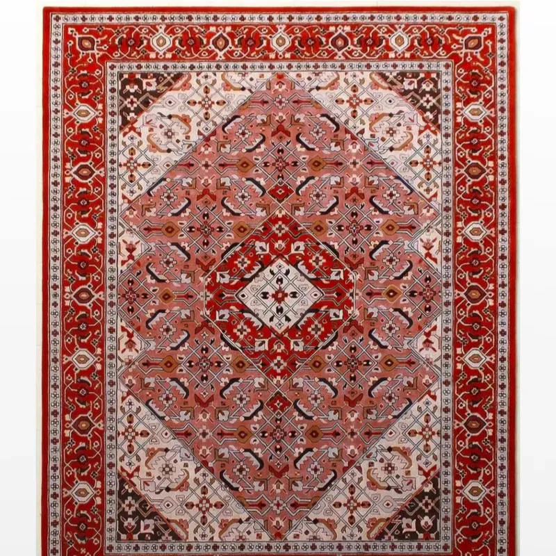 Persian Geometrical Hand-Tufted Wool Rug