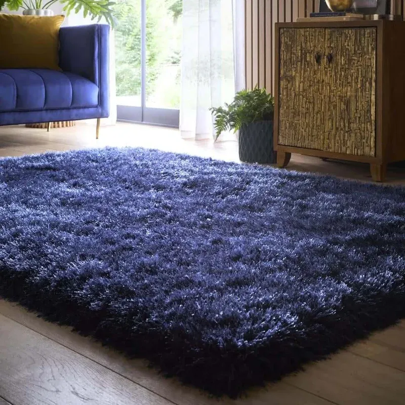 Extravagance Navy Shaggy Rug