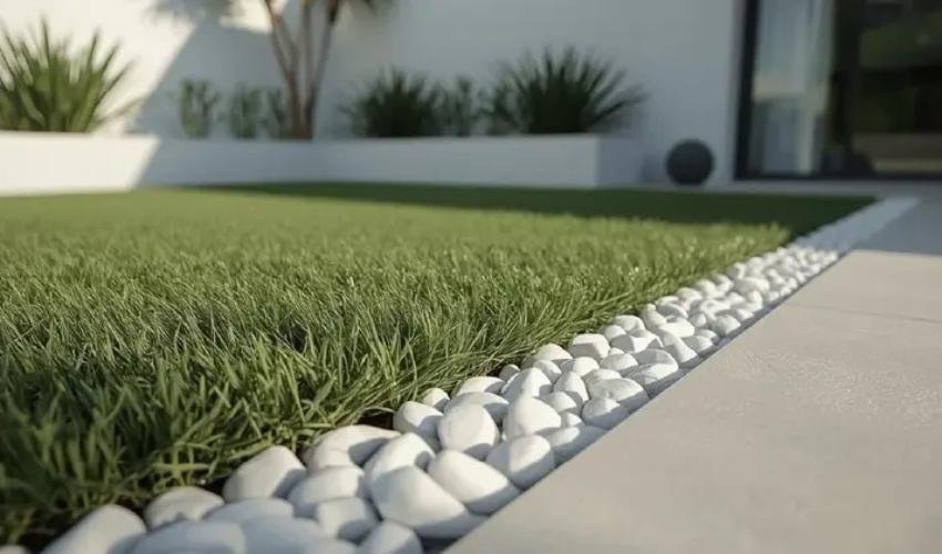 Artificial Grass with Decorative Stones