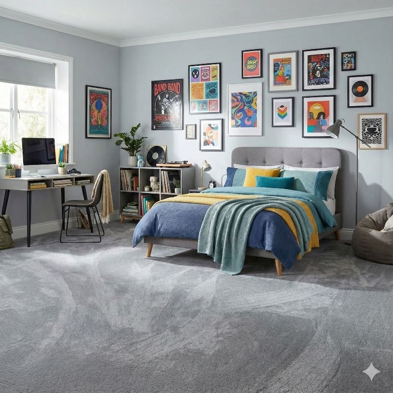 Felt Back Diamond Mid Grey Carpet