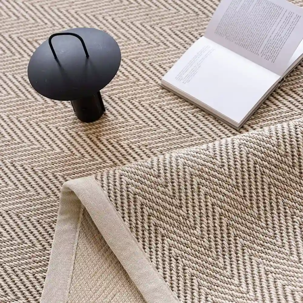 Callen Natural Wool Jute Herringbone Custom Rug UAE