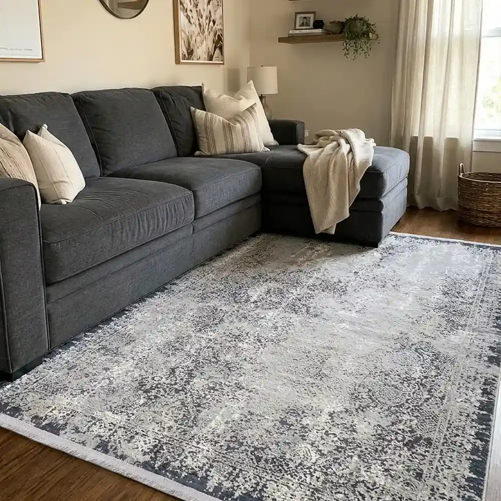 Hayes Turkish Faded Vintage Medallion Area Rug UAE