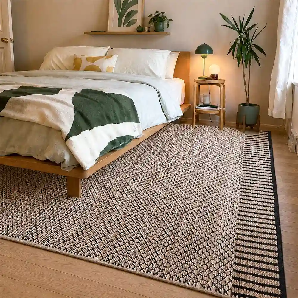 Tavira Indian Handwoven Black Border Jute Rug UAE