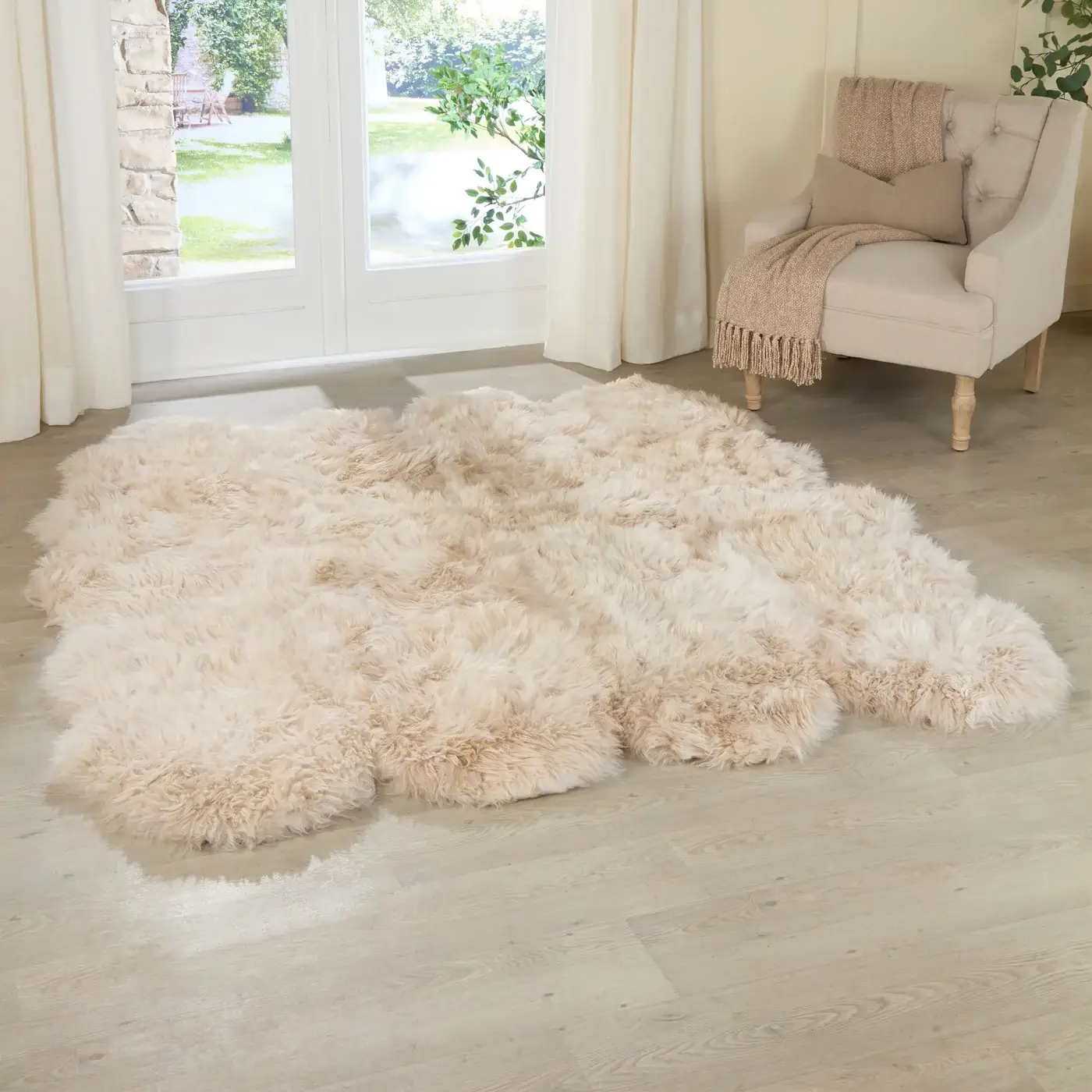 Champagne Beige Octo Sheepskin Rug