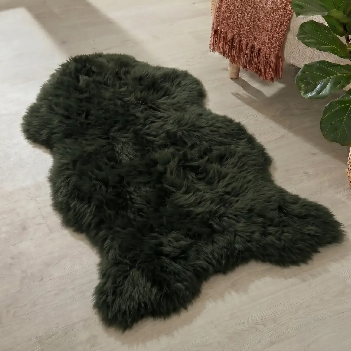 Forest Green Single Sheepskin Rug