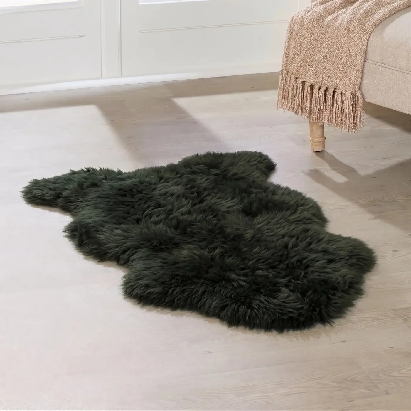 Forest Green Single Sheepskin Rug