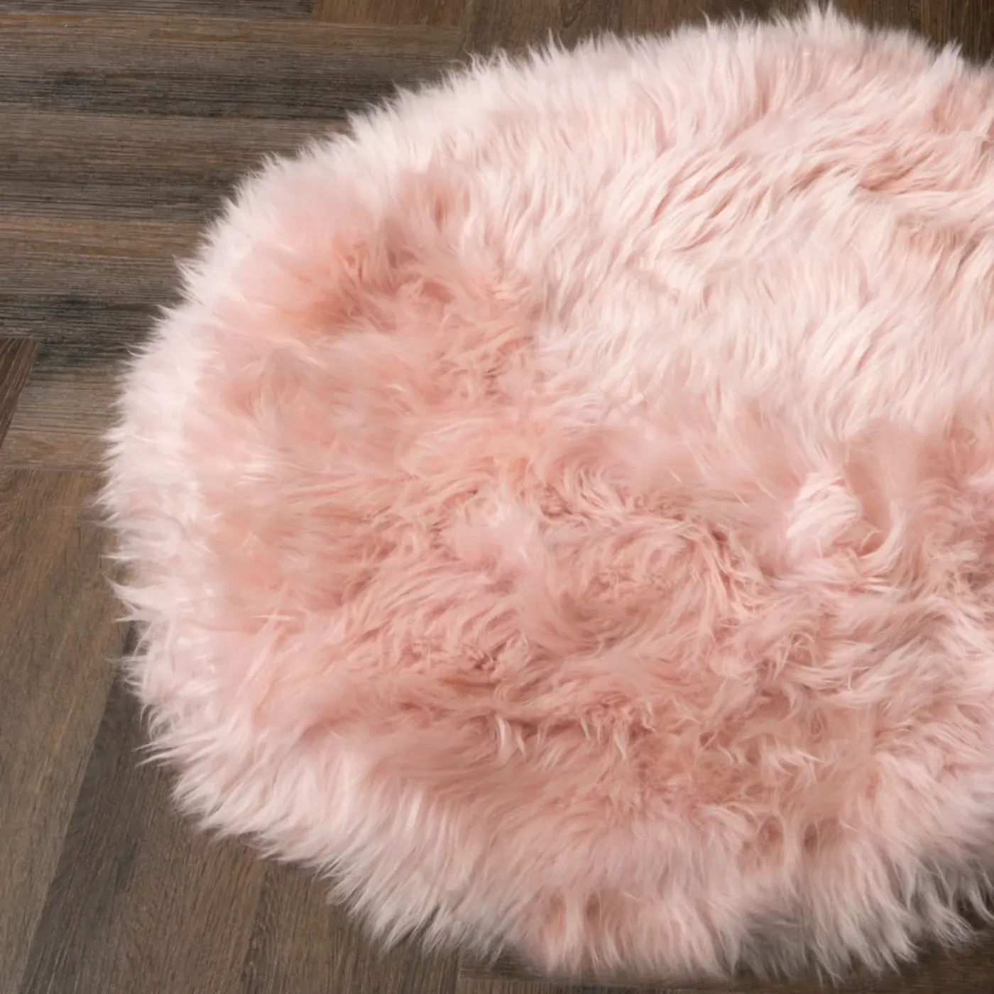 Pink Round Sheepskin Rug